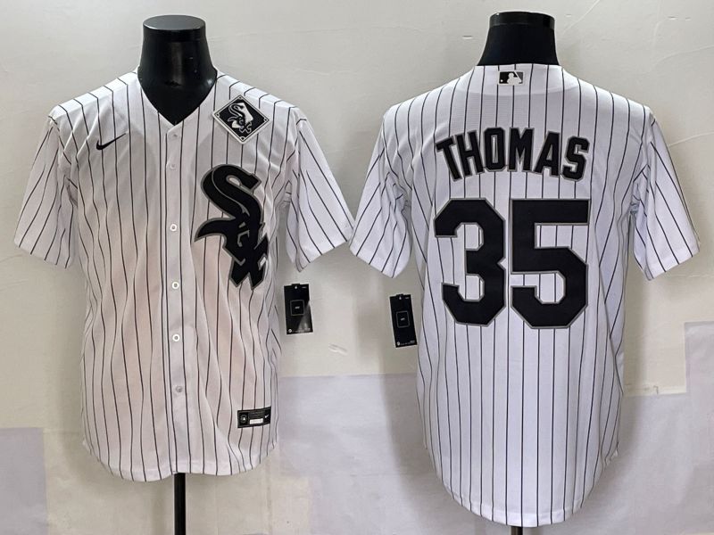 Men 2025 Chicago White Sox #35 Thomas White Stripe Game Nike MLB Jersey style 6->boston red sox->MLB Jersey